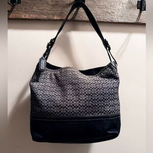 Coach F11666 Hobo Bucket Bag Shoulder Bag Black Gray Signature  Authentic